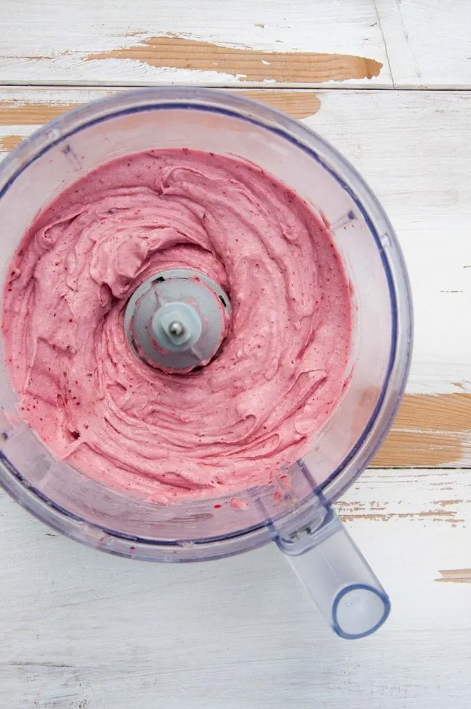 Raspberry Nice Cream in Food Processor