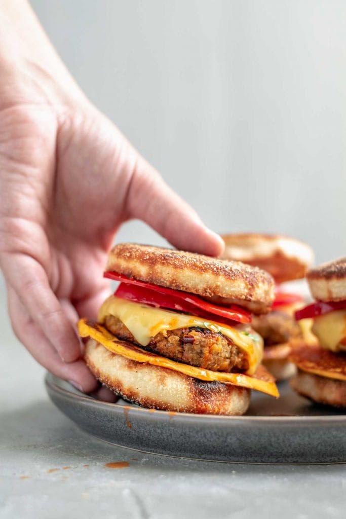 Vegan Breakfast Egg and Sausage Muffin