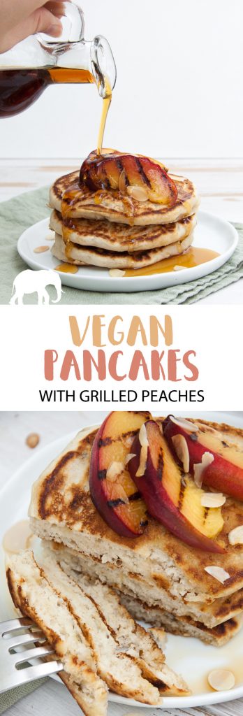 Vegan Pancakes with Grilled Peaches and Toasted Almonds