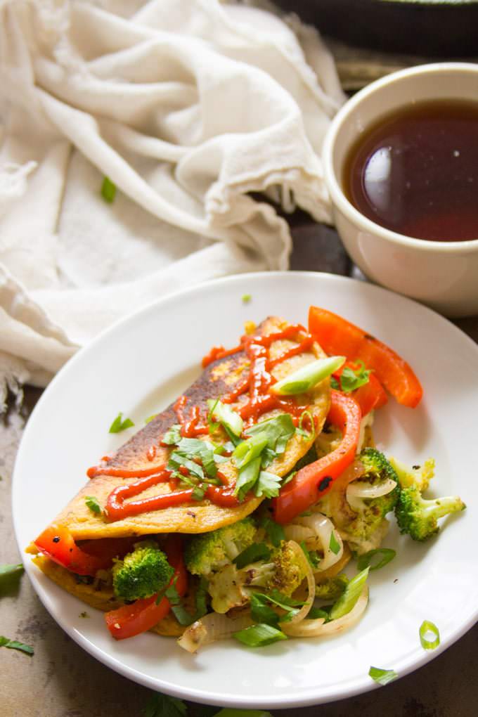 Veggie-Stuffed Vegan Omelet