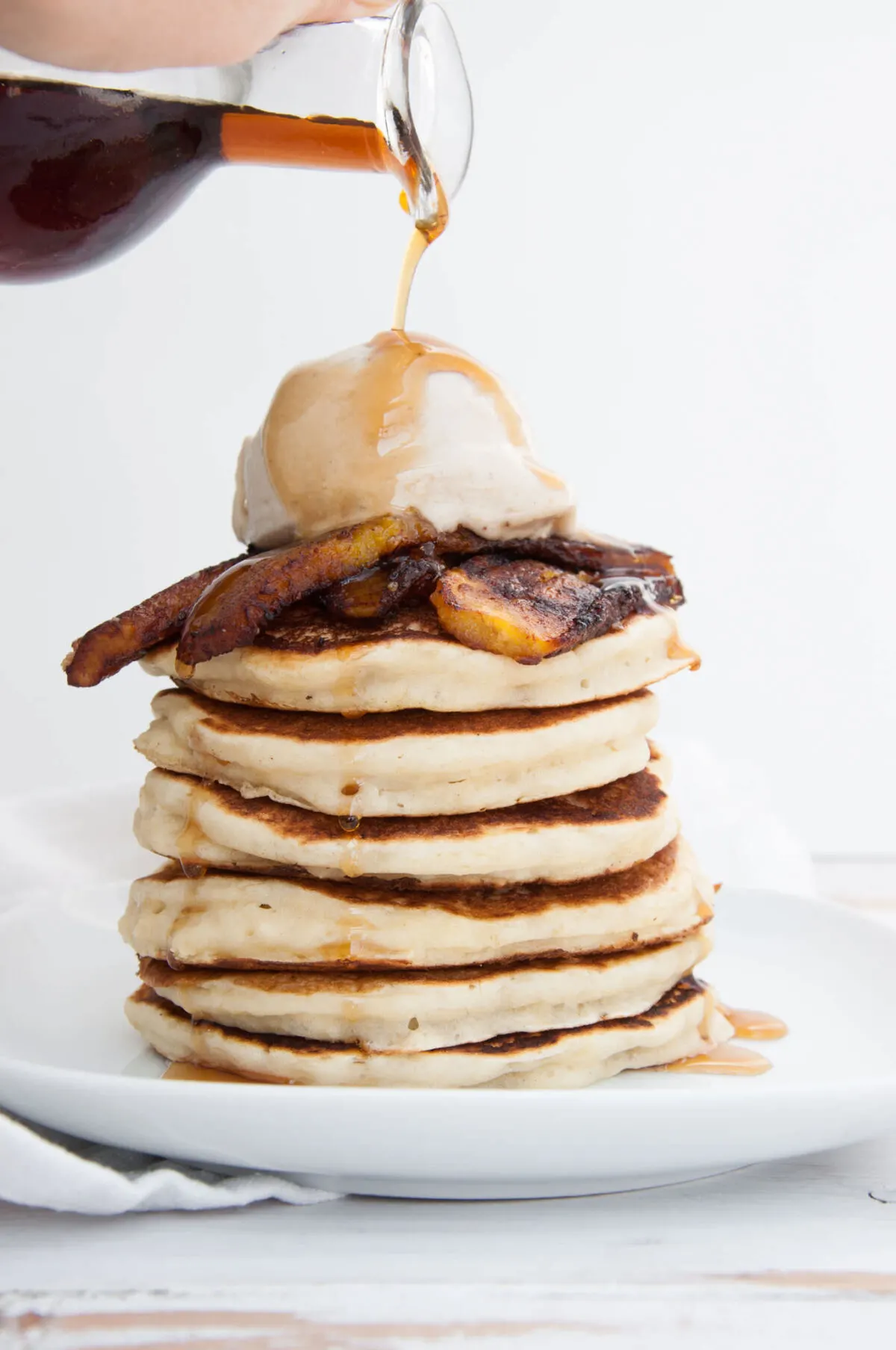 Vegan Plantain Pancakes with maple syrup