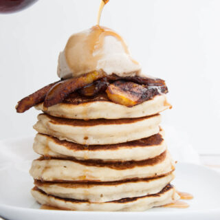 Vegan Plantain Pancakes with maple syrup