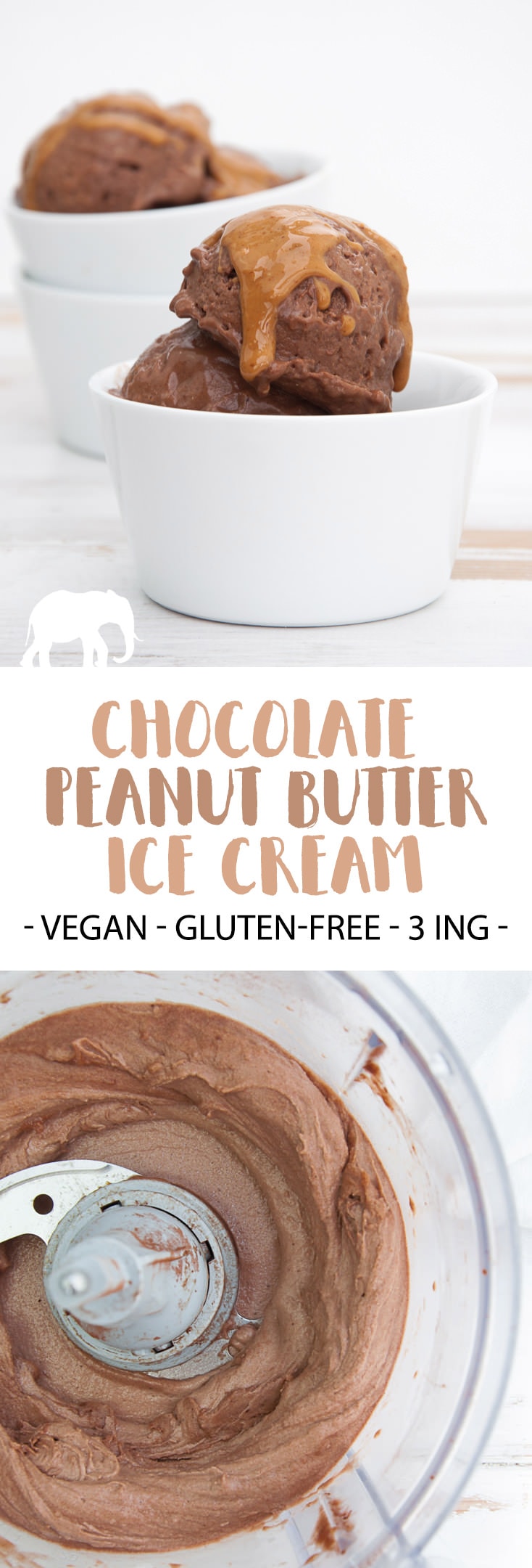 Vegan Chocolate Peanut Butter Ice Cream | ElephantasticVegan.com #vegan #icecream #chocolate #peanutbutter #nicecream #plantbased