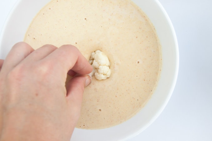 Cauliflower floret dipped in batter