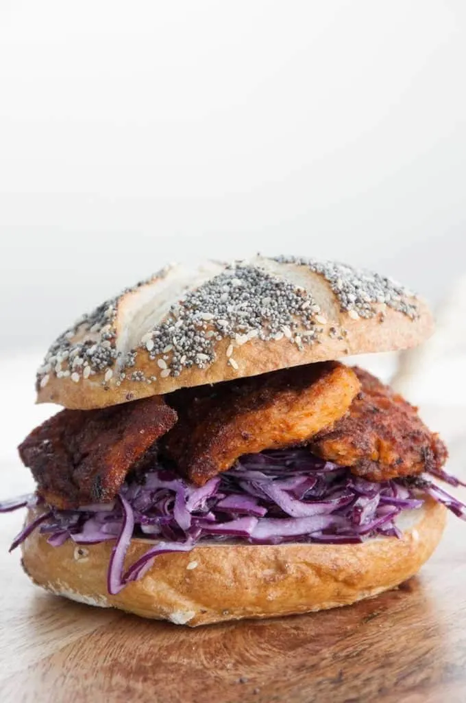 Vegan Chicken Garlic Slaw Burger