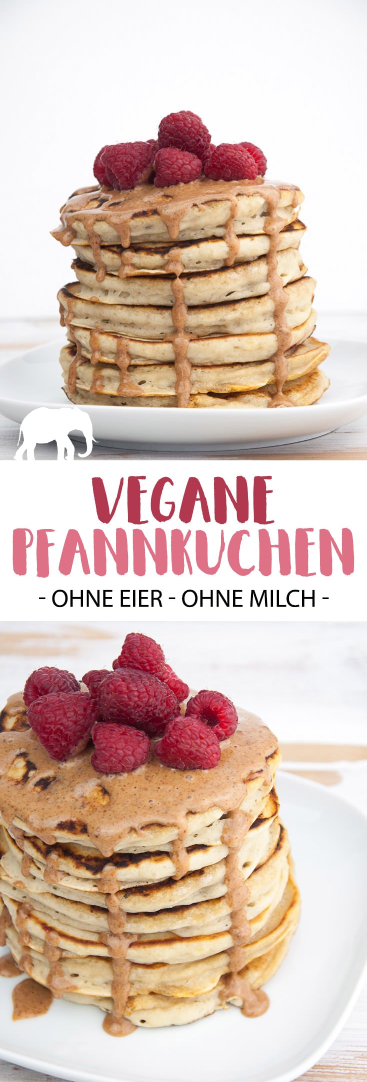 Fluffige vegane Pfannkuchen - ohne Eier - ohne Milch! Super einfach & schnell gemacht und so lecker! Es ist das perfekte Rezept fürs Wochenend-Frühstück! | ElephantasticVegan.de #pfannkuchen #frühstück #vegan
