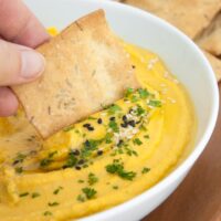 Rosemary Crackers with Pumpkin Hummus