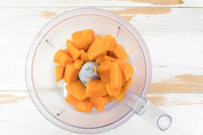 boiled sweet potato in food processor