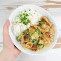 Vegan Coconut Curry with Crispy Tofu