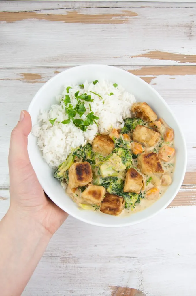 Vegan Coconut Curry with Crispy Tofu