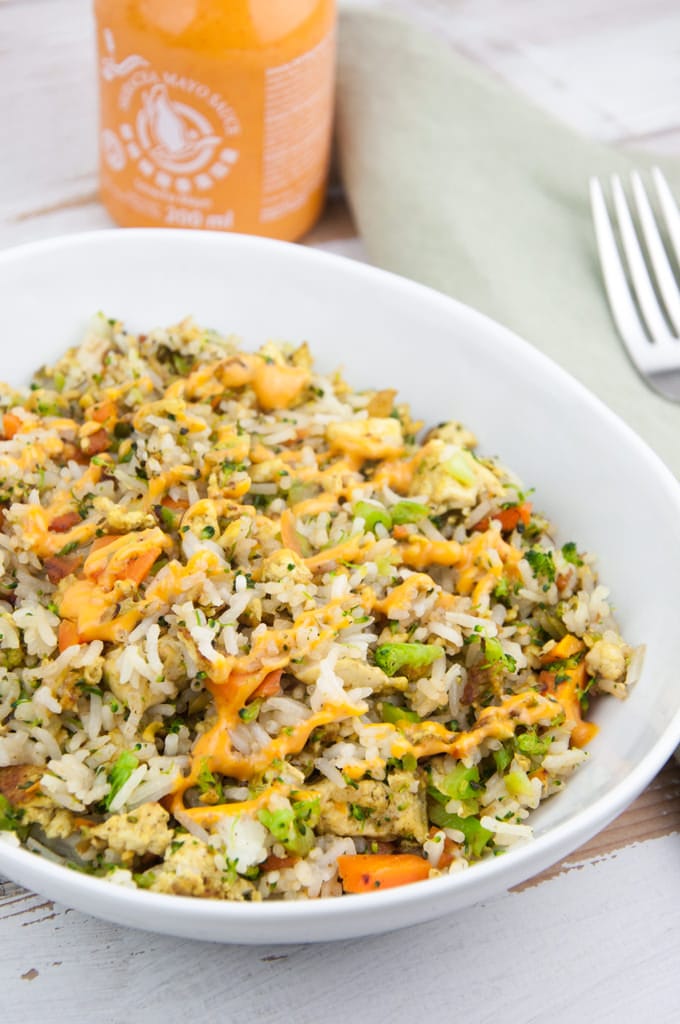 Vegan Fried Rice with "Egg" Tofu Scramble