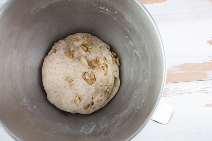 Walnut Bread Dough after rising