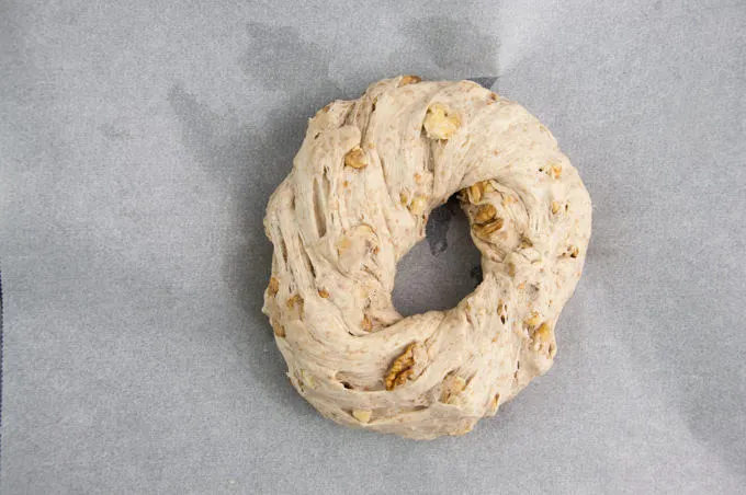 Walnut Bread Wreath before baking