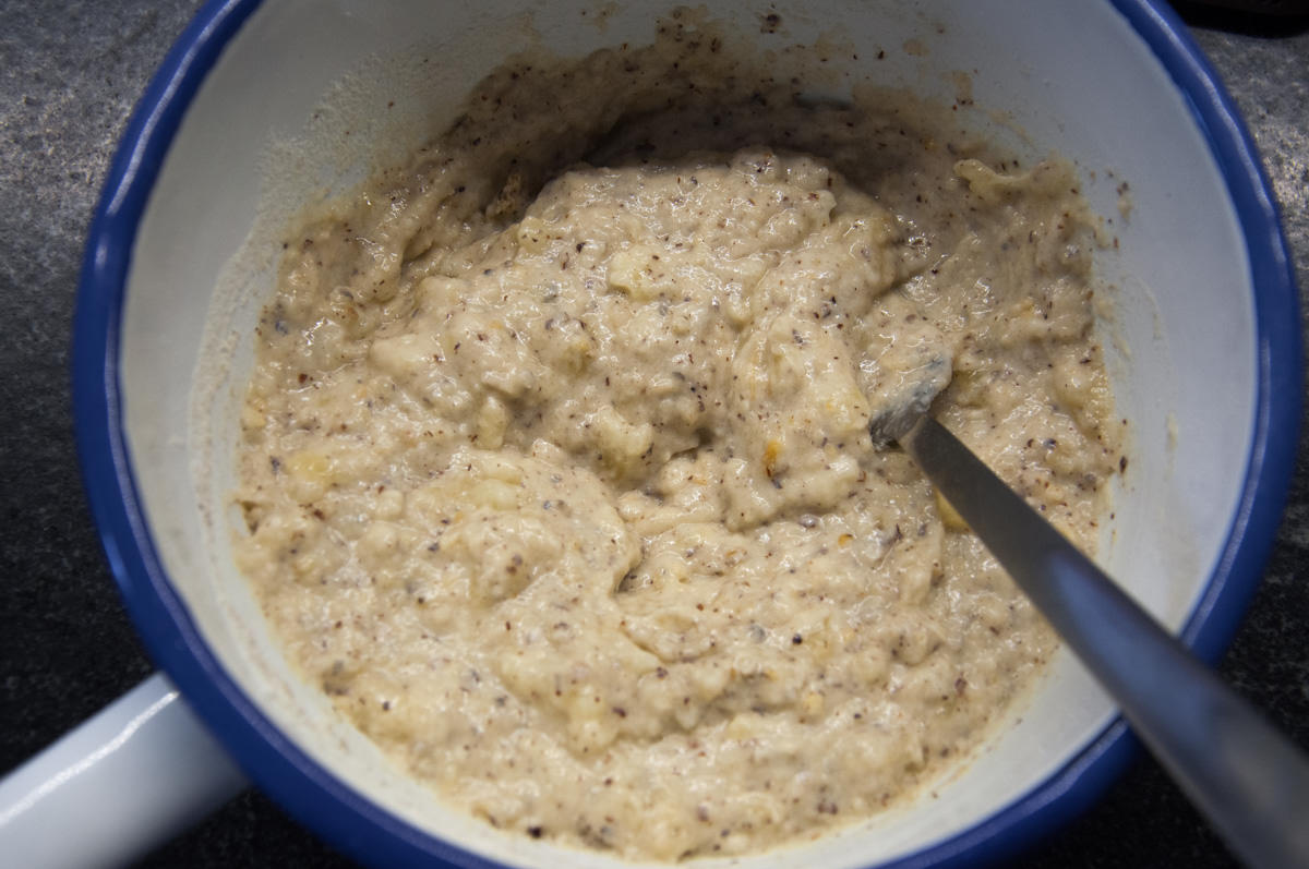 banana cookies batter in bowl