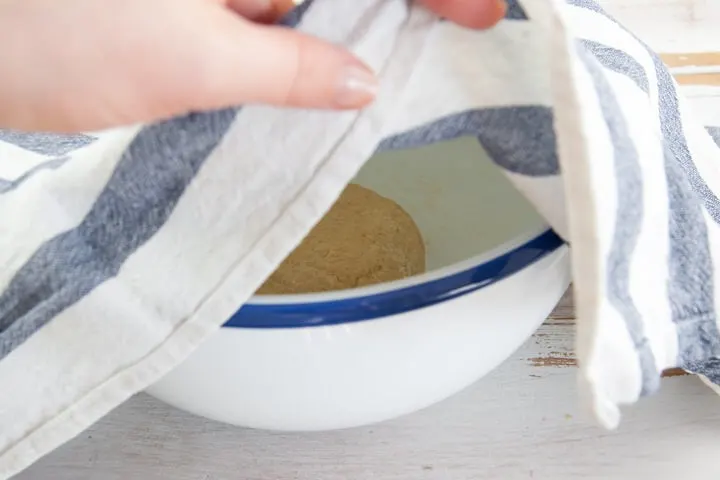 donut dough in a bowl before rising