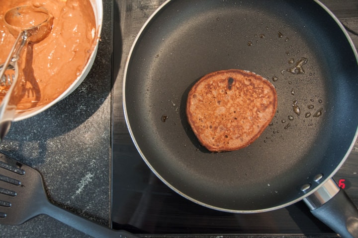 chocolate pancakes in a pan