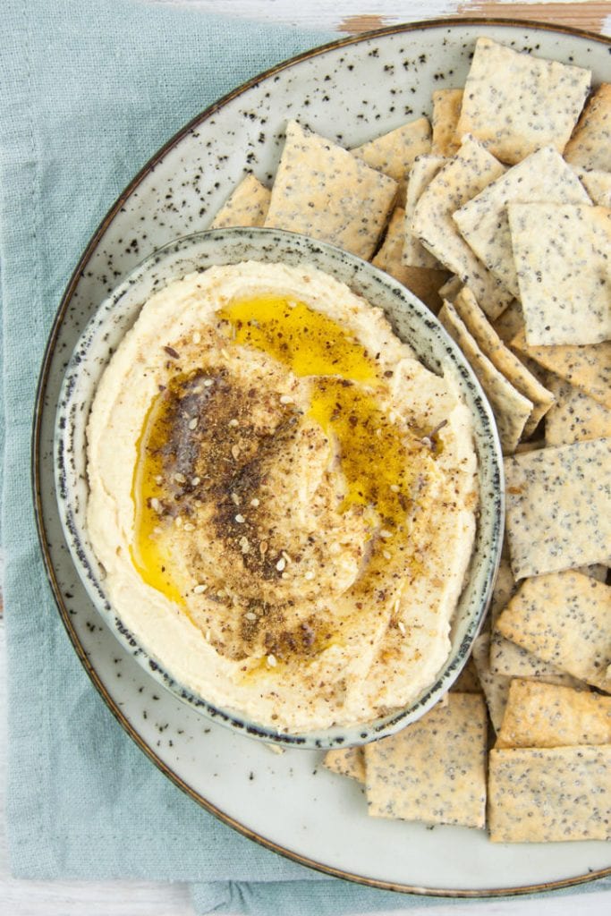 Za'atar Hummus served with crackers