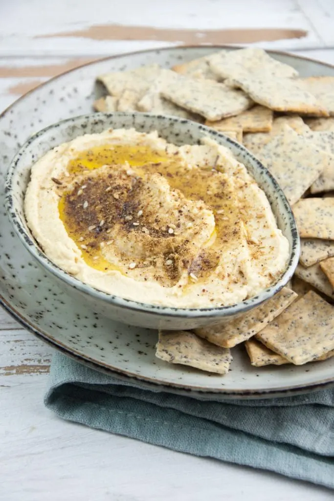 Za'atar Hummus served with crackers