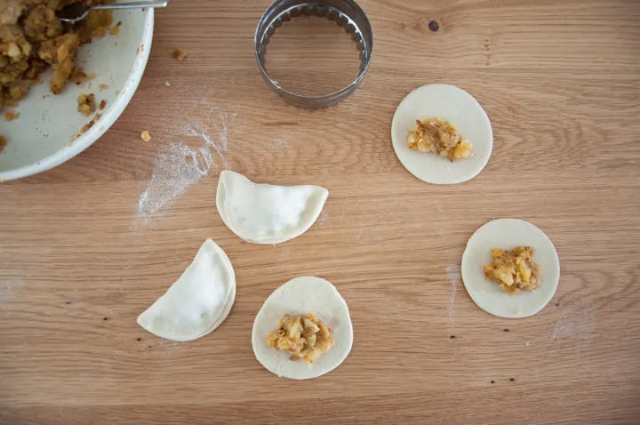 folding vegan pierogi