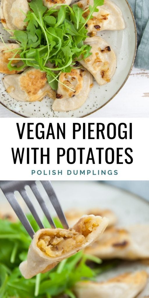 Vegan Pierogi filled with potatoes, onion, and cumin