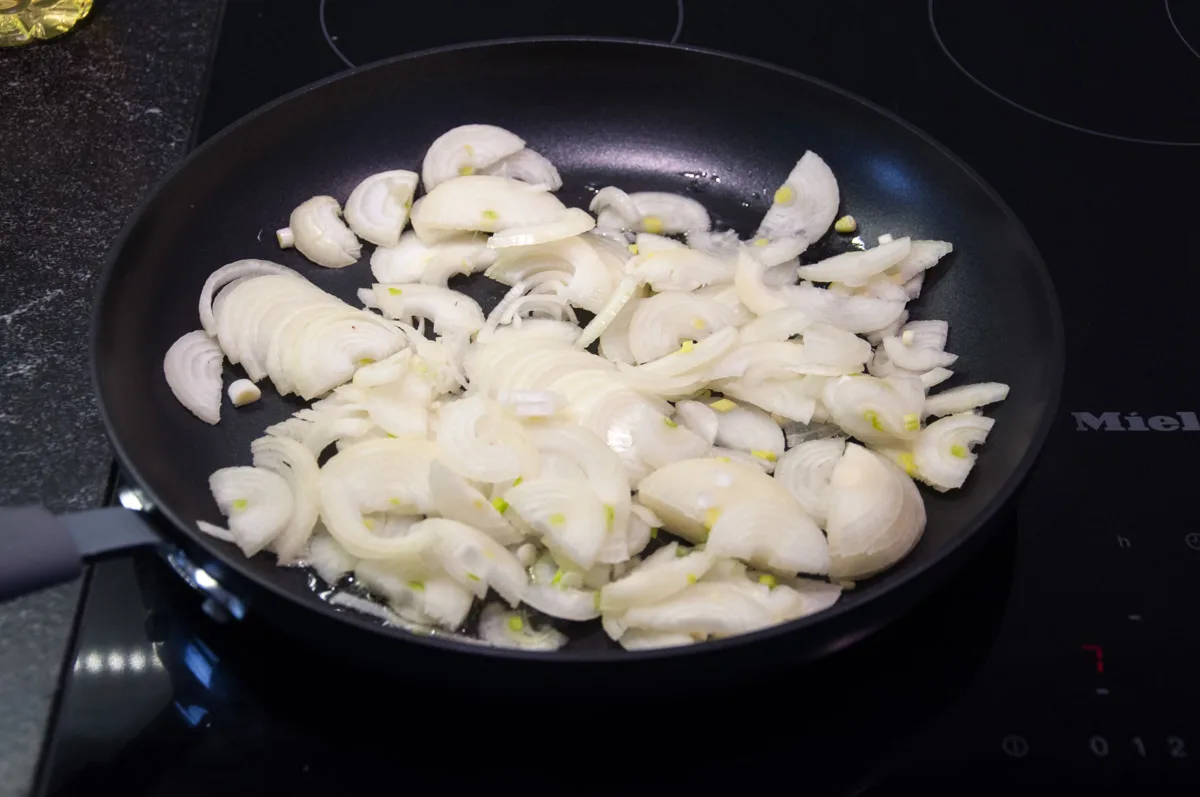 onions in pan