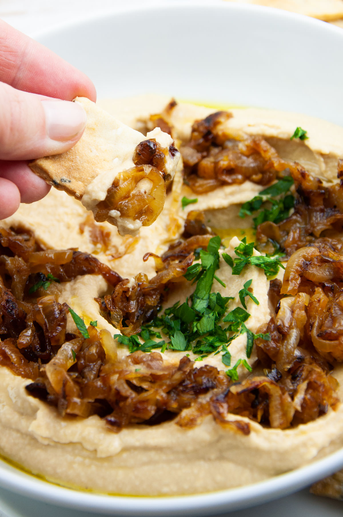 Caramelized Onion Hummus Elephantastic Vegan