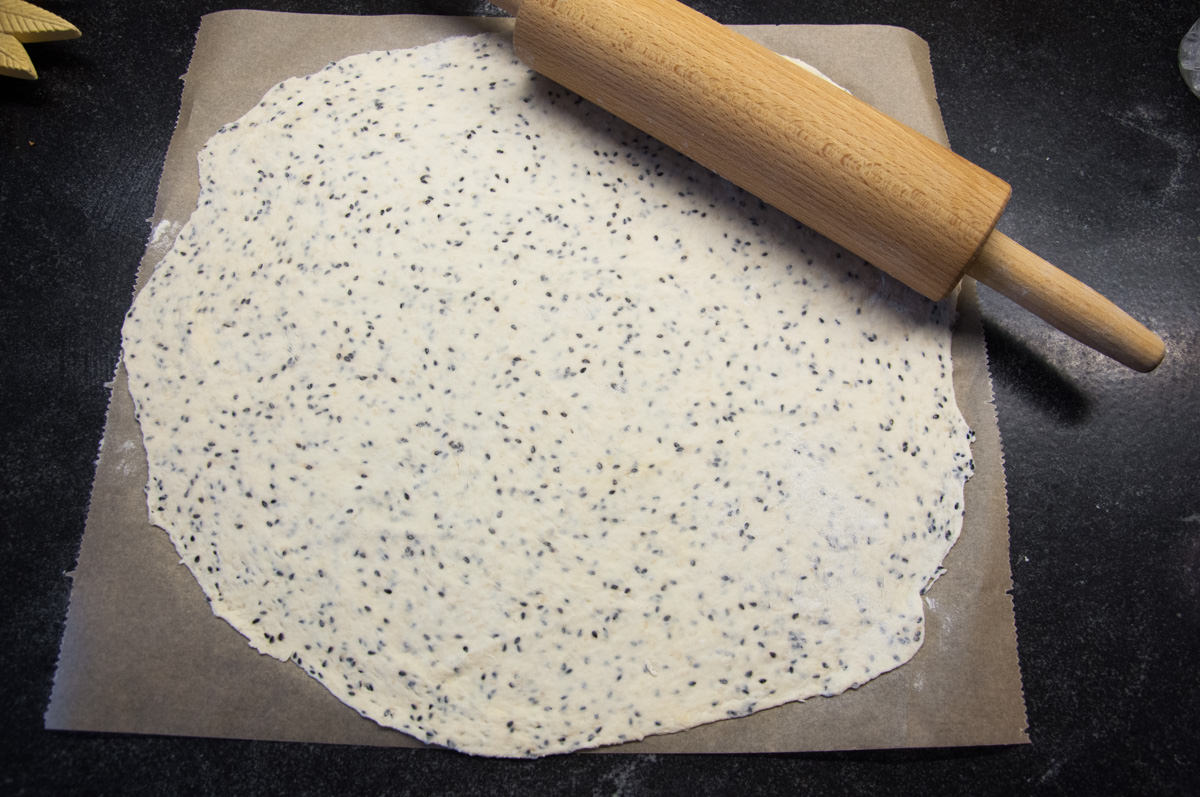 rolled out cracker dough