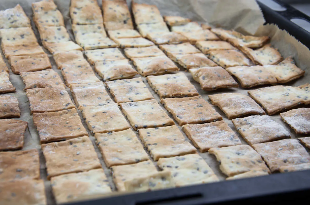 sesame crackers after baking