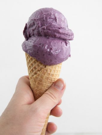 Vegan Blueberry Ice Cream in a cone