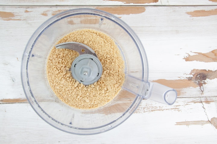 crumbled shortcake cookies in food processor