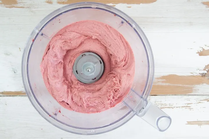 Vegan Strawberry Ice Cream in a food processor