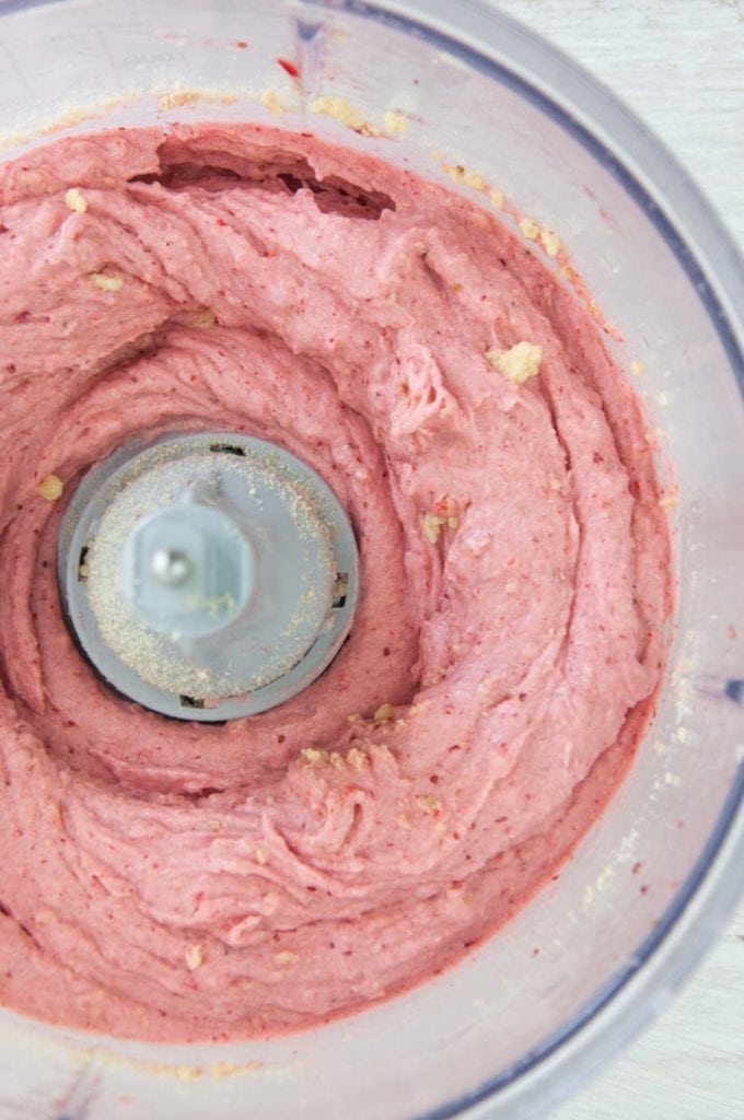 Vegan Strawberry Shortcake Ice Cream in a food processor