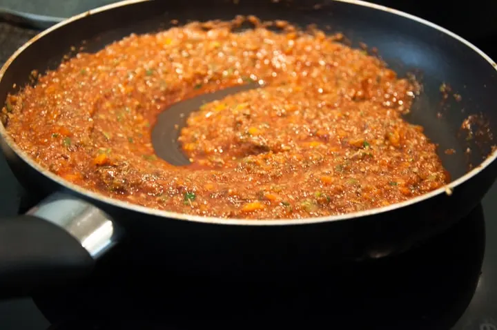 veggie bolognese in pan