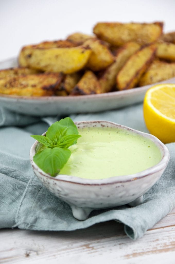 Creamy Basil Dip served with wedges