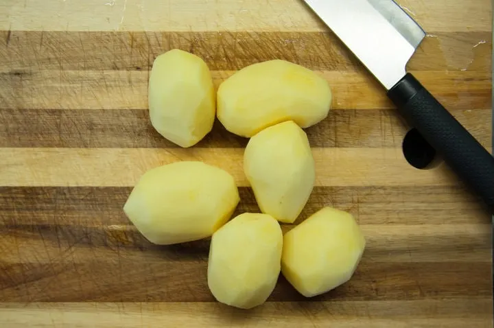 peeled potatoes
