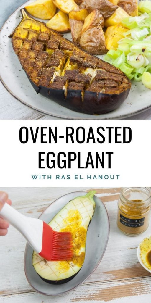 oven roasted eggplant with ras el hanout seasoning