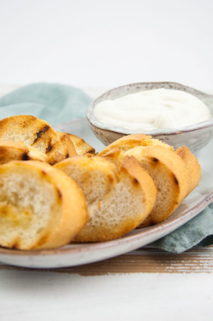 Vegan Aioli served with toasted bread