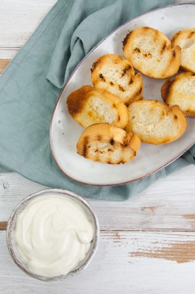 Vegan Aioli served with toasted bread