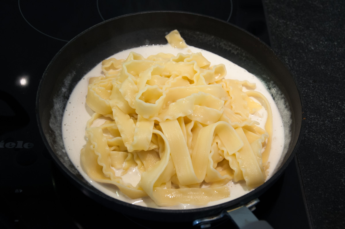 Cashew Sauce and Pasta in the pan