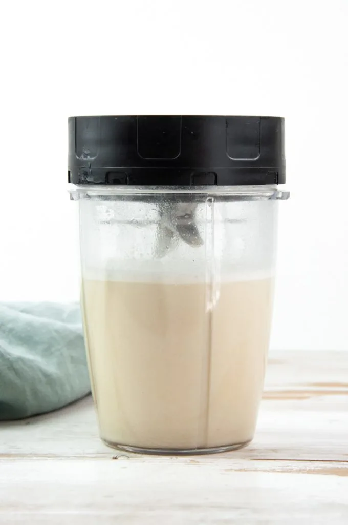 maple syrup, water, tahini in a blender