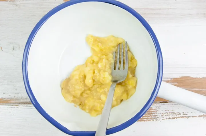 mashed banana in a bowl