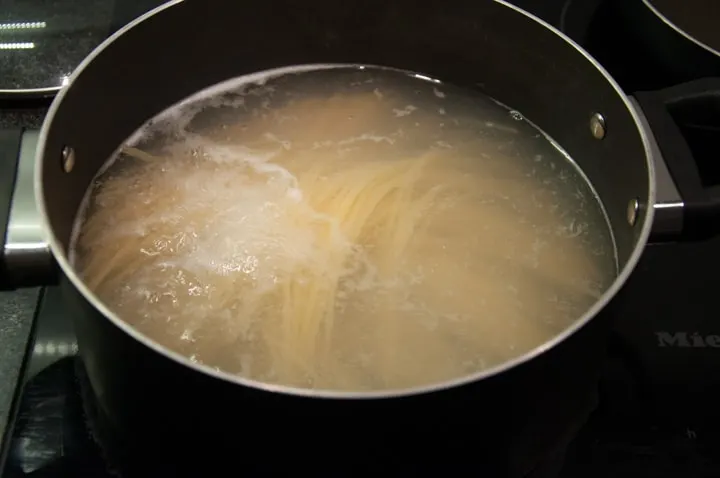 pasta boiling in pot