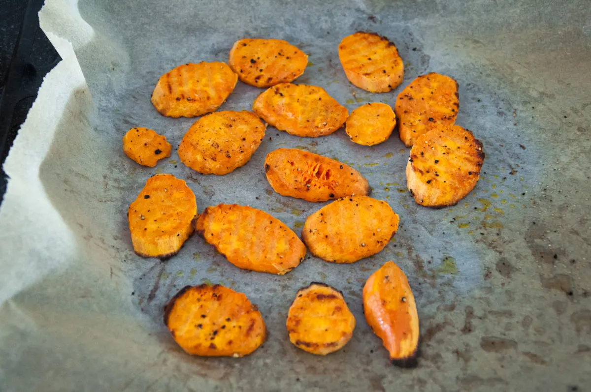 sweet potato slices after baking