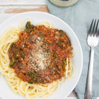 Vegan Spaghetti Bolognese with Kale