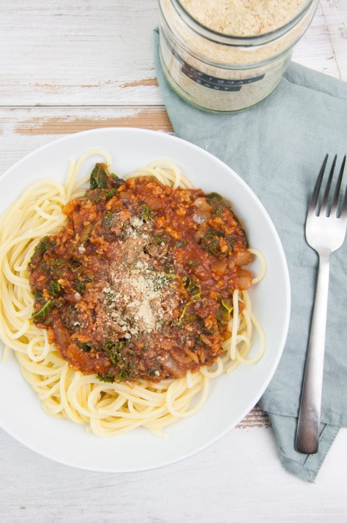 Vegan Spaghetti Bolognese with Kale