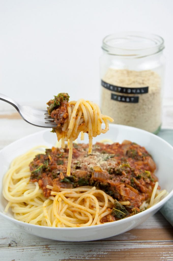 Vegan Spaghetti Bolognese with Kale