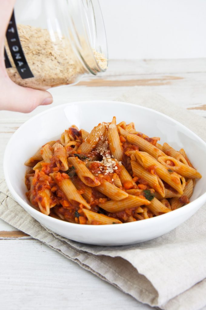 Carrot Bolognese with Nutritional Yeast