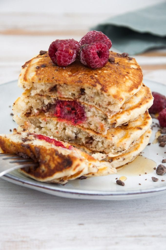 Chocolate Raspberry Pancakes