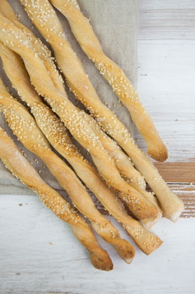 sesame grissini breadsticks