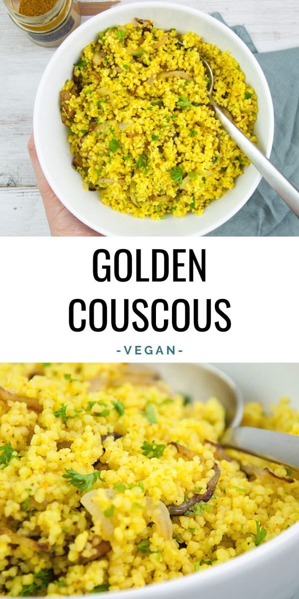 Golden Couscous Side Dish Recipe Elephantastic Vegan